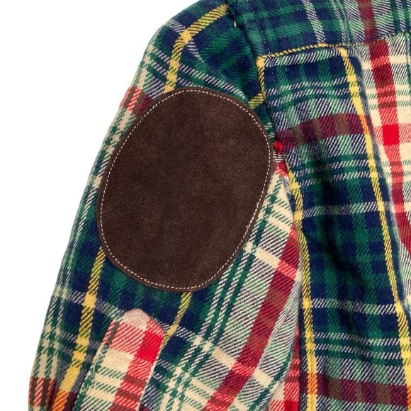 Polo Ralph Lauren Plaid Flannel Button Up Shirt Suede Elbow Patch Size 18 Months - Picture 5 of 11